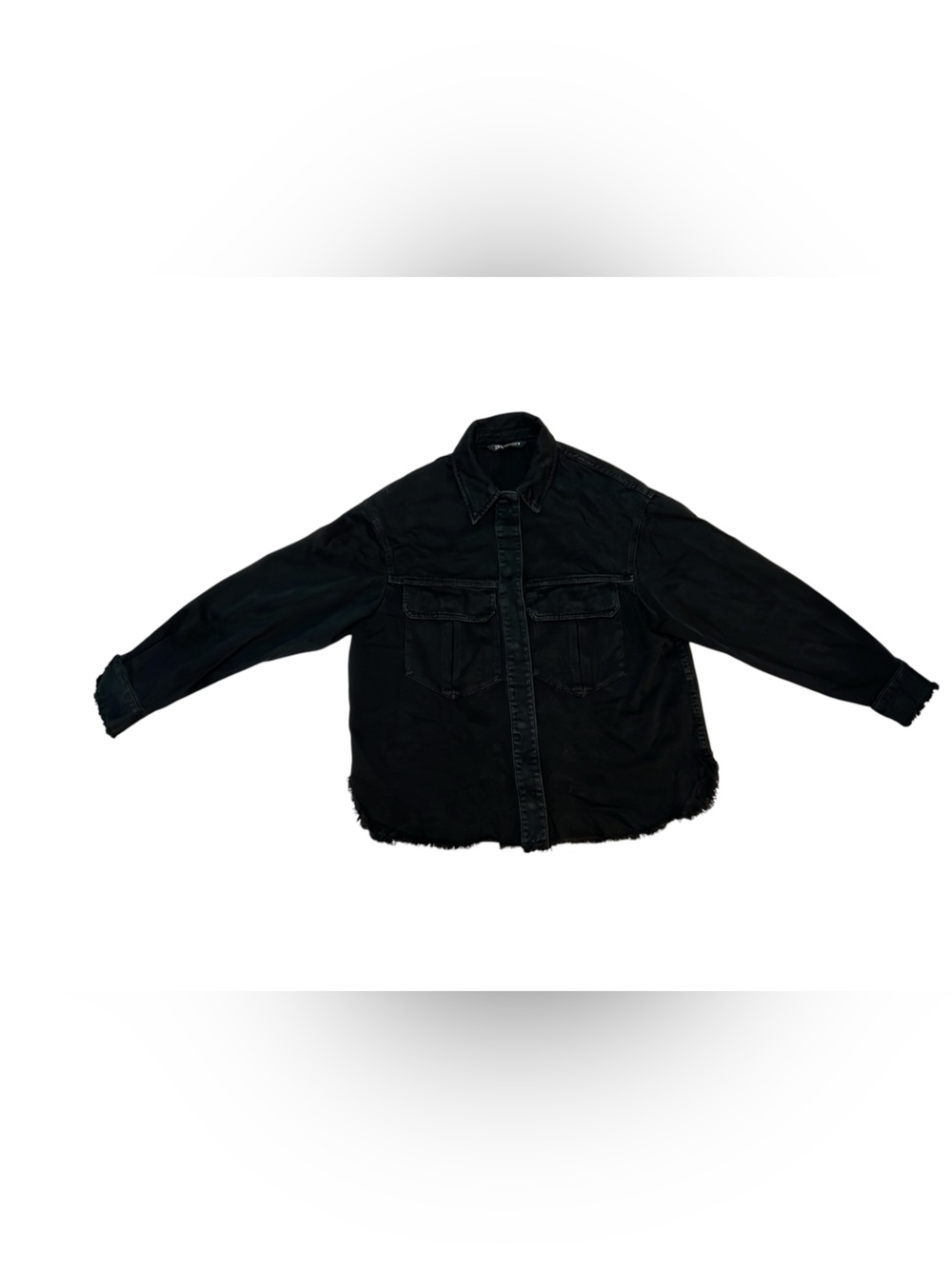 Zara Black Oversized Shirt Jacket with Front Flap Pockets